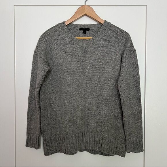 J Crew Sweater Womens Size XS Gray Knit Oversized Crew Neck Stretch Wool Blend - Picture 1 of 15